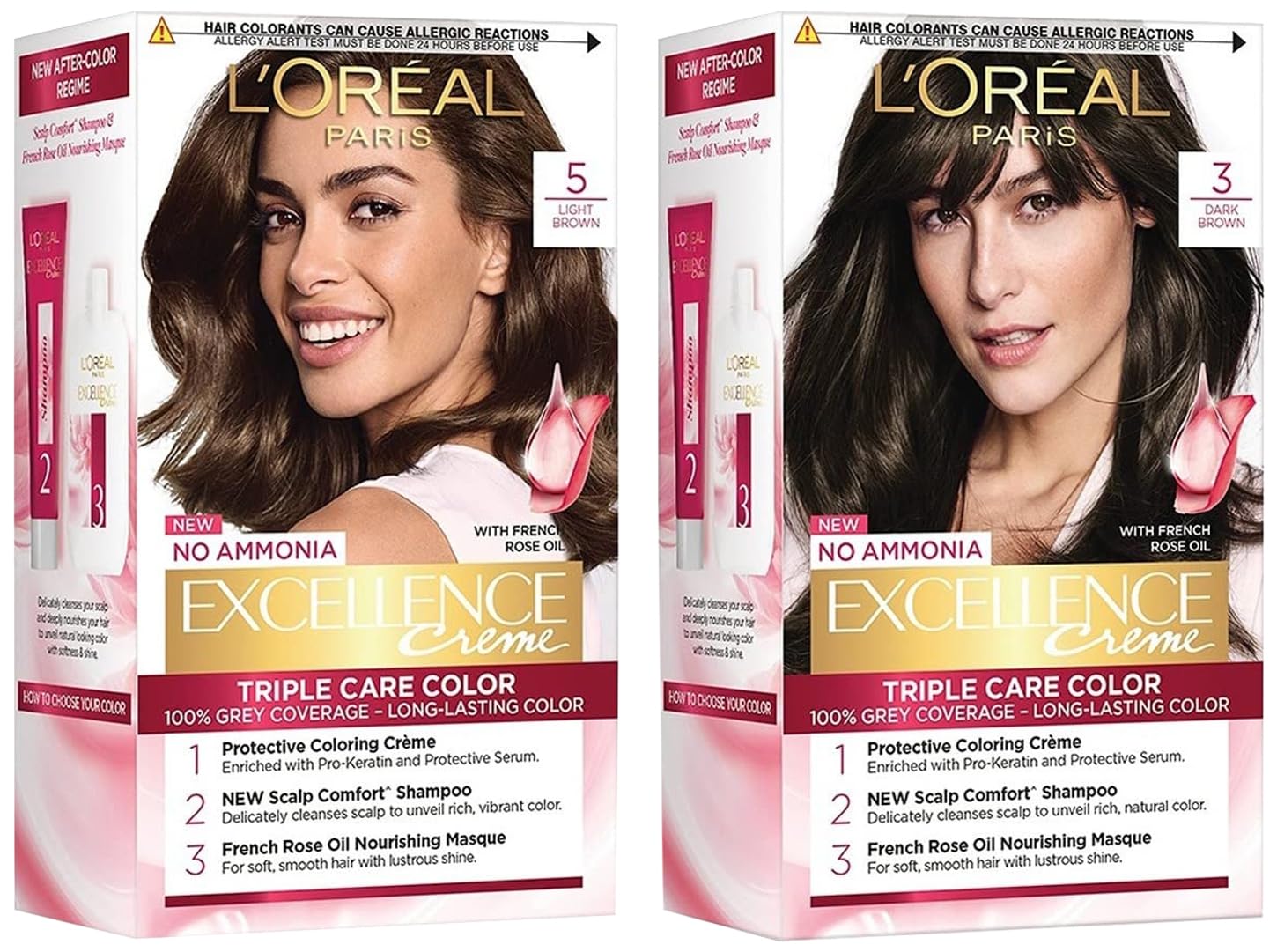 L'OREAL PARIS Excellence Creme Hair Color, 3 Dark Brown/Natural Darkest Brown, 72ml+100g & Excellence Creme Hair Color, 5 Light Brown/Natural Brown, 72ml+100g-picture-53