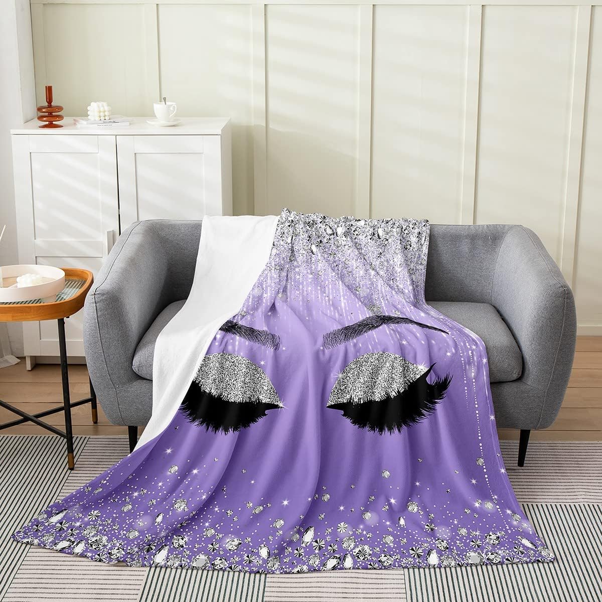 Erosebridal Eyelash Throw Blanket 40x50,Stylish Purple