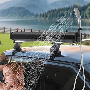 Portable Road Camping Shower, Camping Shower Rinse Kit, Roof Rack Mount Road Shower, PVC Material, 1.5m/4.9ft Water Pipe, Portable Water Tank, For Overlanding And Outdoor Activities 7.93/30
