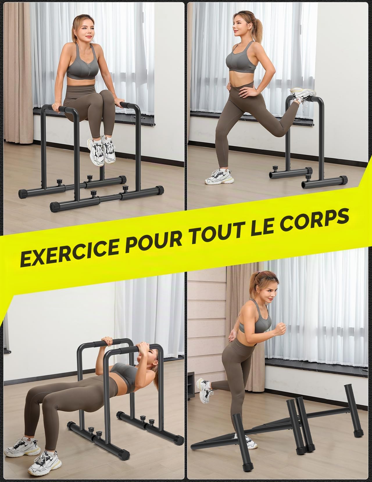 Dripex Barre à dips Station De Musculation Barres Dip Parallèles Hauteur Réglable & Largeur Ajustable pour Entraînements Max. 500KG