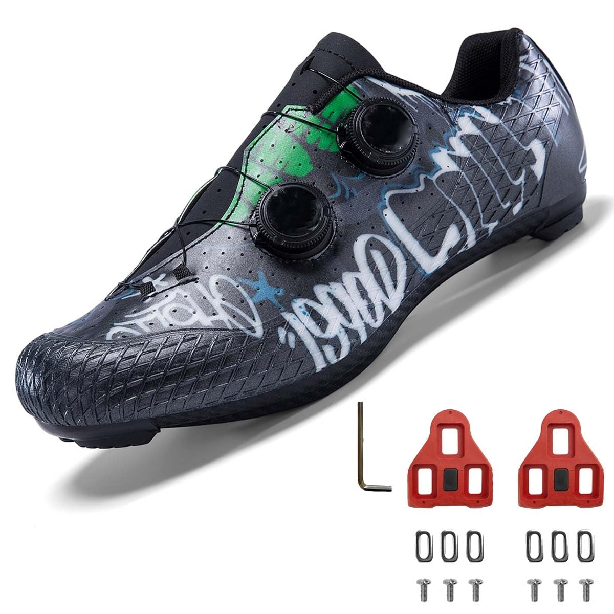Scarpe da Ciclismo su Strada con Delta Pedale | Traspirante, Leggera, multifunzionali, Microfibra, Chiusura A Rotella, Suola Antiscivolo, Sportive da Esterno
