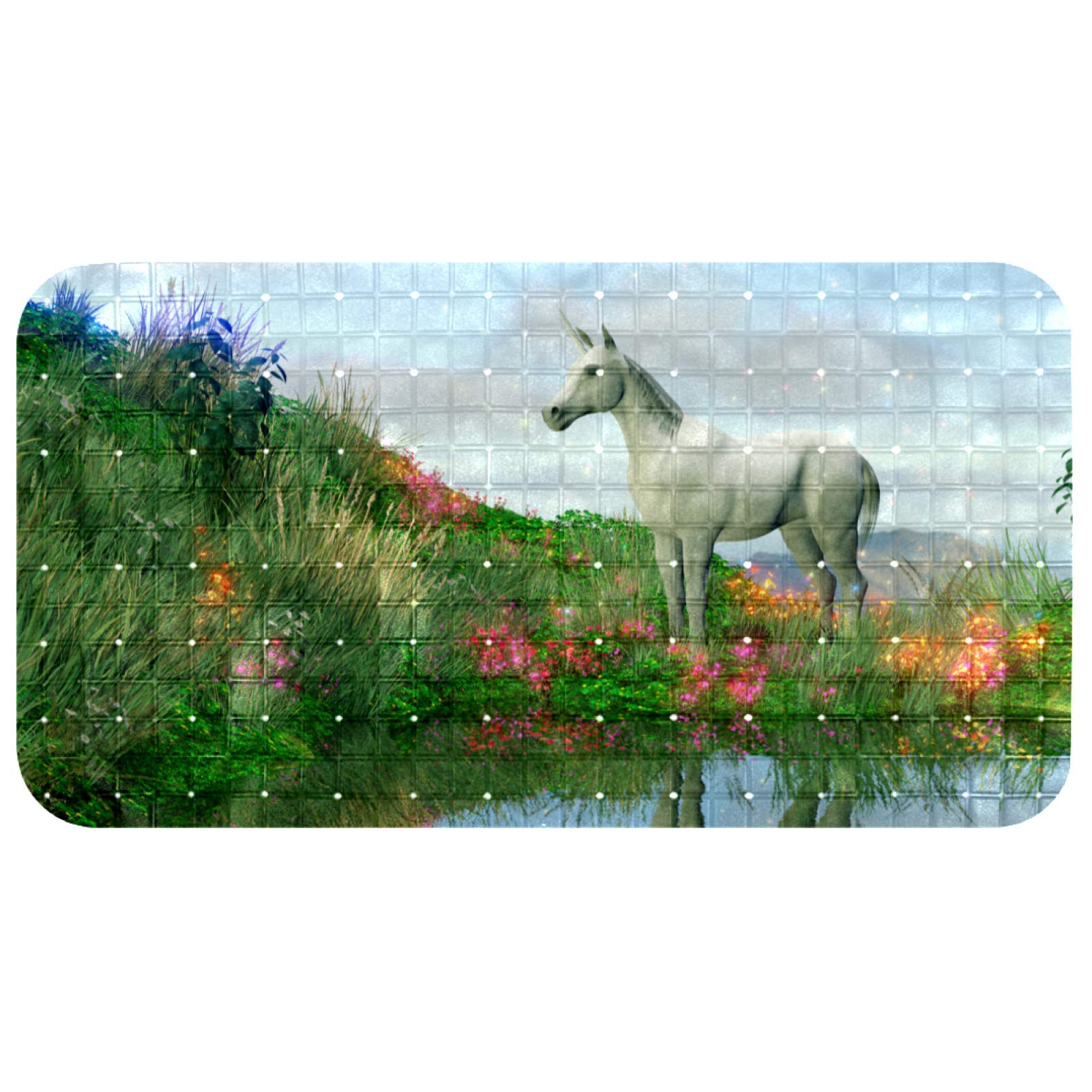 Alfombrilla de baño con ventosas Bennigiry infantil de unicornio cristal 37x68 cm