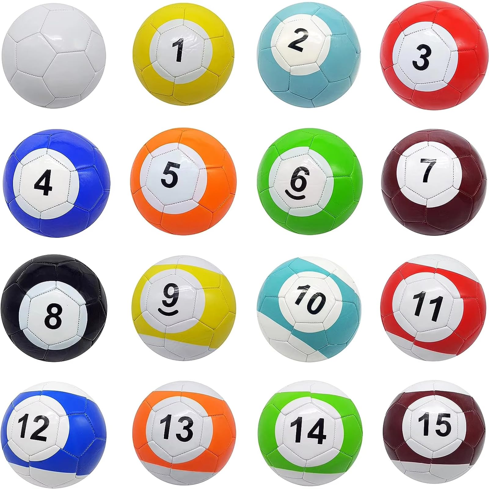 16 Teiliges aufblasbares Billard-Fußball Spiel, Leder Pool-Kick Billard Set, aufblasbare Snookerbälle für Tischspiele, Erwachsenen Sport-Freizeitspiel für Garten/Innenräume & Outdoor