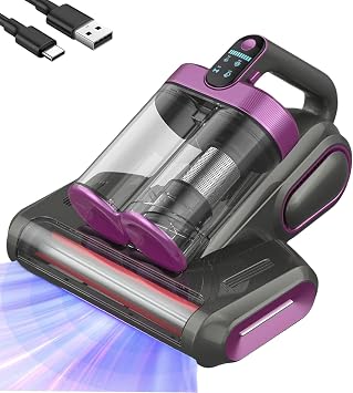 hwqsad Amroo Bed Vacuum, Amroo Mattress Vacuum, with 253.7nm Uv-C Light, 16kpa Strong Suction, Hepa Filter, Effectively Clean Up Bed/Mattress/Sofa/Carpet Purple