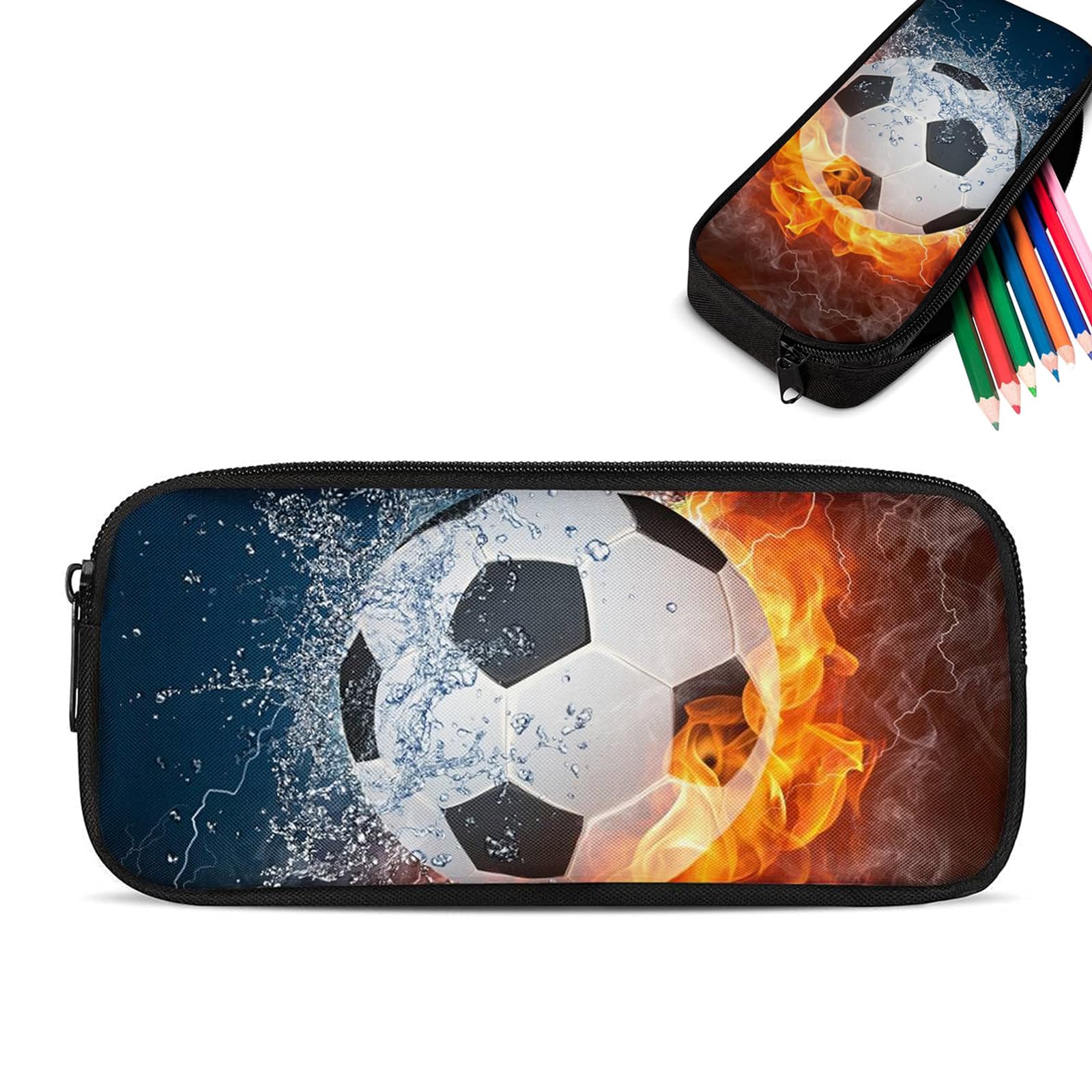AVQY Football Pencil Case – Large Capacity School & Office Stationery Organizer for Boys & Girls – Durable Pencil Bag for Students, Perfect for Pens, Makeup & Accessories