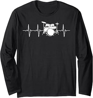 Heartbeat Drum Kit Music Rhythm Drummer Drumming Life Art Long Sleeve T-Shirt