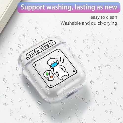 Miniatura 4 de Funda transparente para AirPods, funda para AirPod de 2 y 1 generación, bonita funda de TPU suave de dibujos animados, diseño de moda Kawaii de
