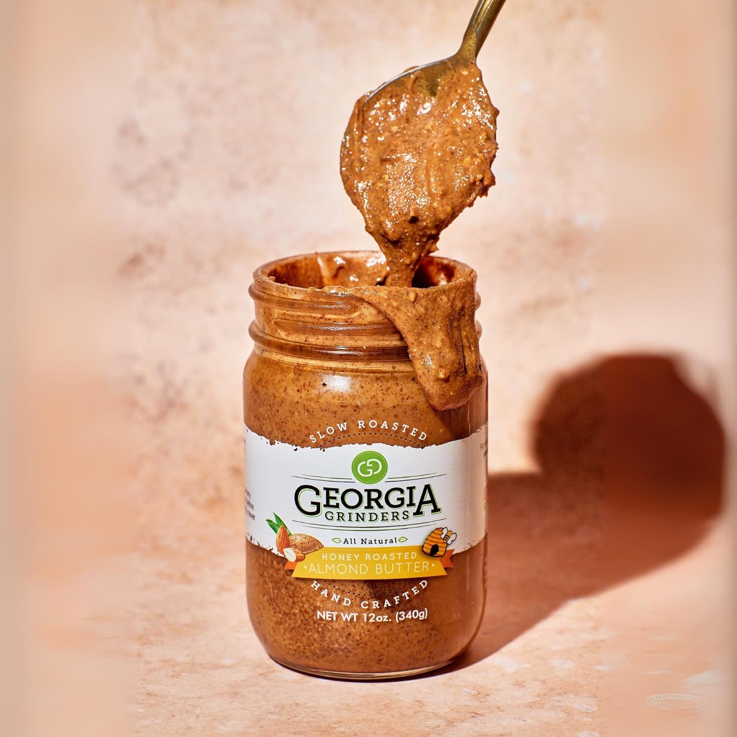Georgia Grinders Hazelnut & Honey Roasted Almond Butter Gourmet Spread, Vegan Friendly, Non-GMO, No Added Sugar, Gluten-Free, No Palm Oil, Dairy-Free, 12 Ounce (2 Pack)