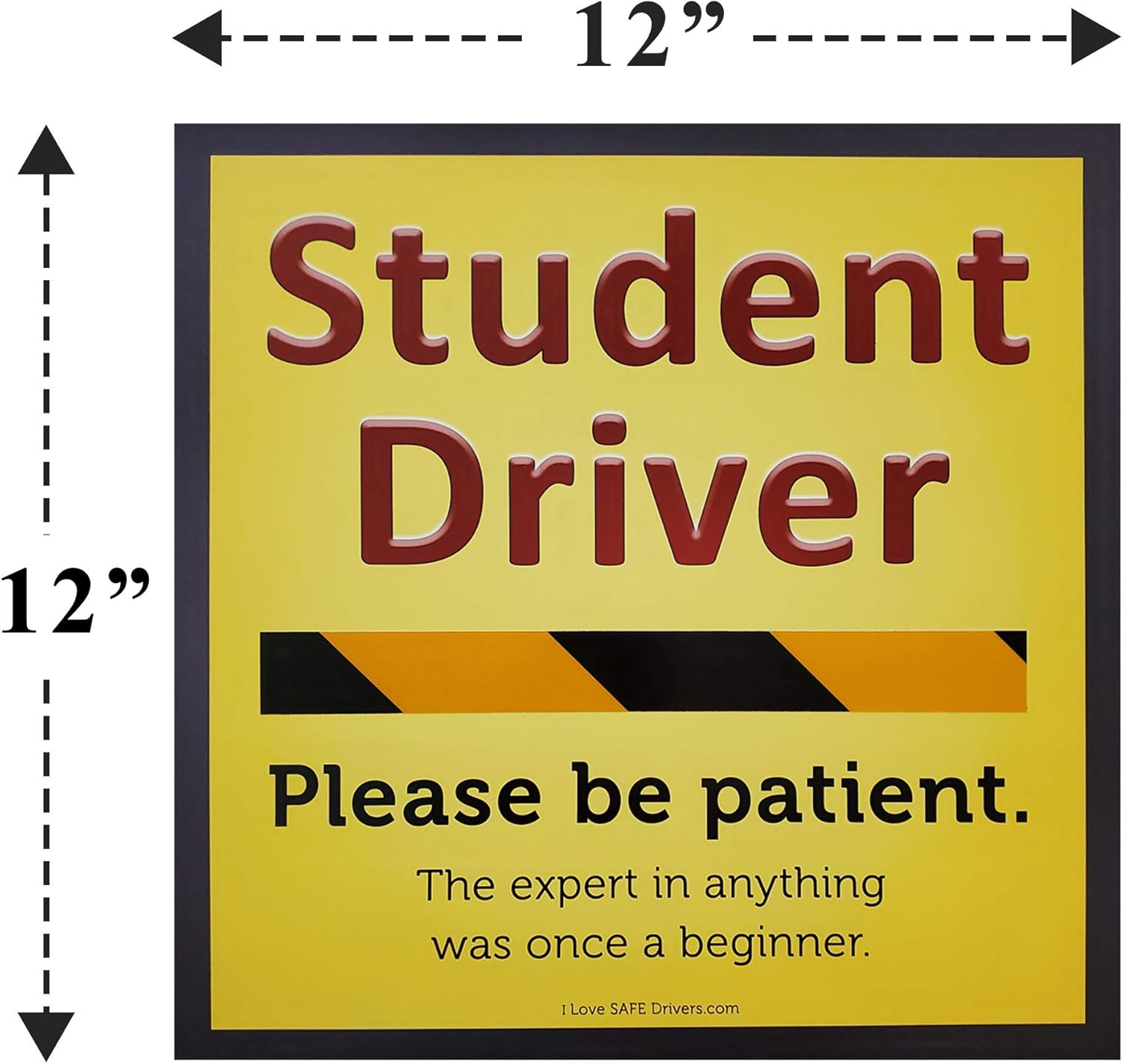 Student Driver Car Magnet Set |==| 2 Large Magnets for Side Doors (12"x12") and 1 Magnet for Rear (11"x4") |==| by Safe Driver Movement