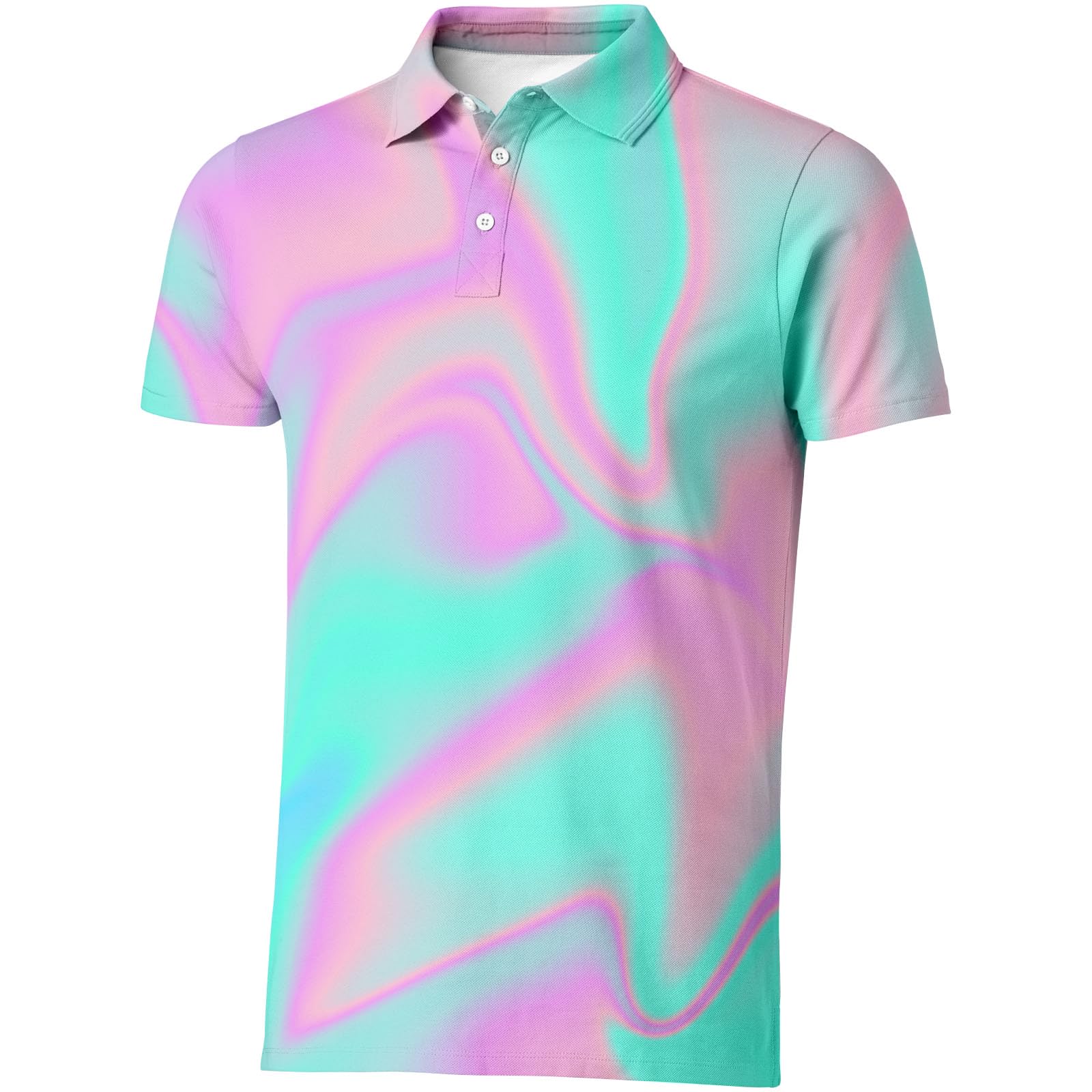 Golf Shirts for Men Trippy Outfit Dry Fit Performance Rave Outfit Retro Short Sleeve Casual Polo Shirt L