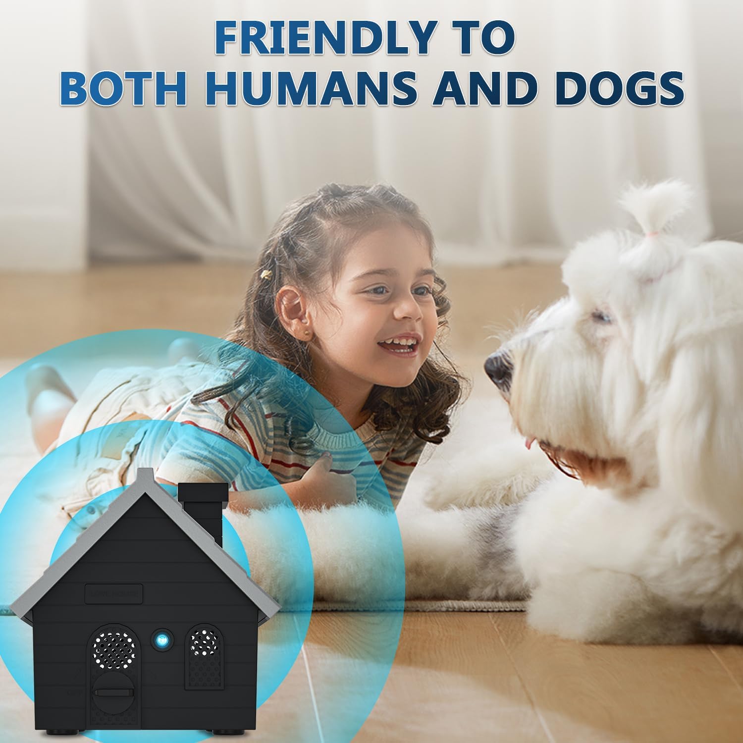 Dog Barking Control Devices, Anti Barking Device Ultrasonic Dog Barking Deterrent with 4 Modes, Stop Barking Dog Devices Up to 50 Ft Range, 2 in 1 Weatherproof Bark Control Device Outdoor Indoor