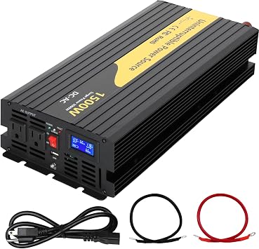 1500W Primary Sump Pump Backup SystemNo battery Basment Protection Backup Inverter, Black, LCD Display, Auto Switches for Continuous Sump Pump Operation, Basement Emergency and Power Outage Backup