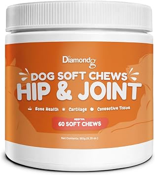 Diamondg Joint & Hip Supplement for Dogs for Large and Small Breed, 60ct Dog Soft Chews with Glucosamine, Chondroitin, MSM, and Egg Shell Membrane to Support Mobility and Joint Health