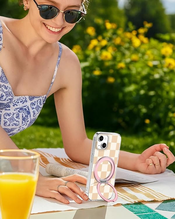Loheckle Clear Case for iPhone 14/13 with Stand, Checkered by Loheckle - Used condition - Image 5