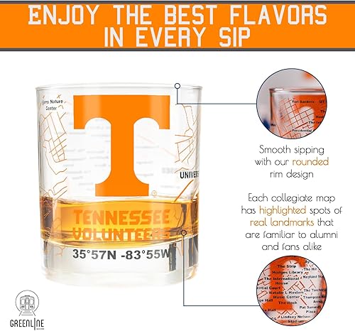 Miniatura 10 de Juego de vasos de whisky de la Universidad de Virginia Occidental (2 vasos de bola baja)  Contiene logotipo de West Virginia Mountaineers a todo