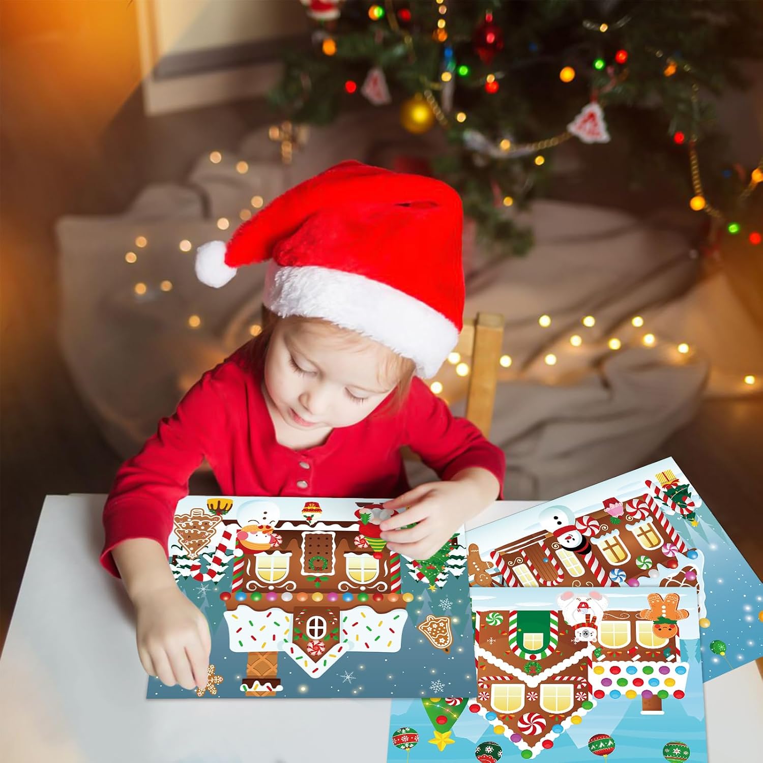 jollylife 80Pcs Christmas Crafts Gingerbread House Stickers Kit image 4