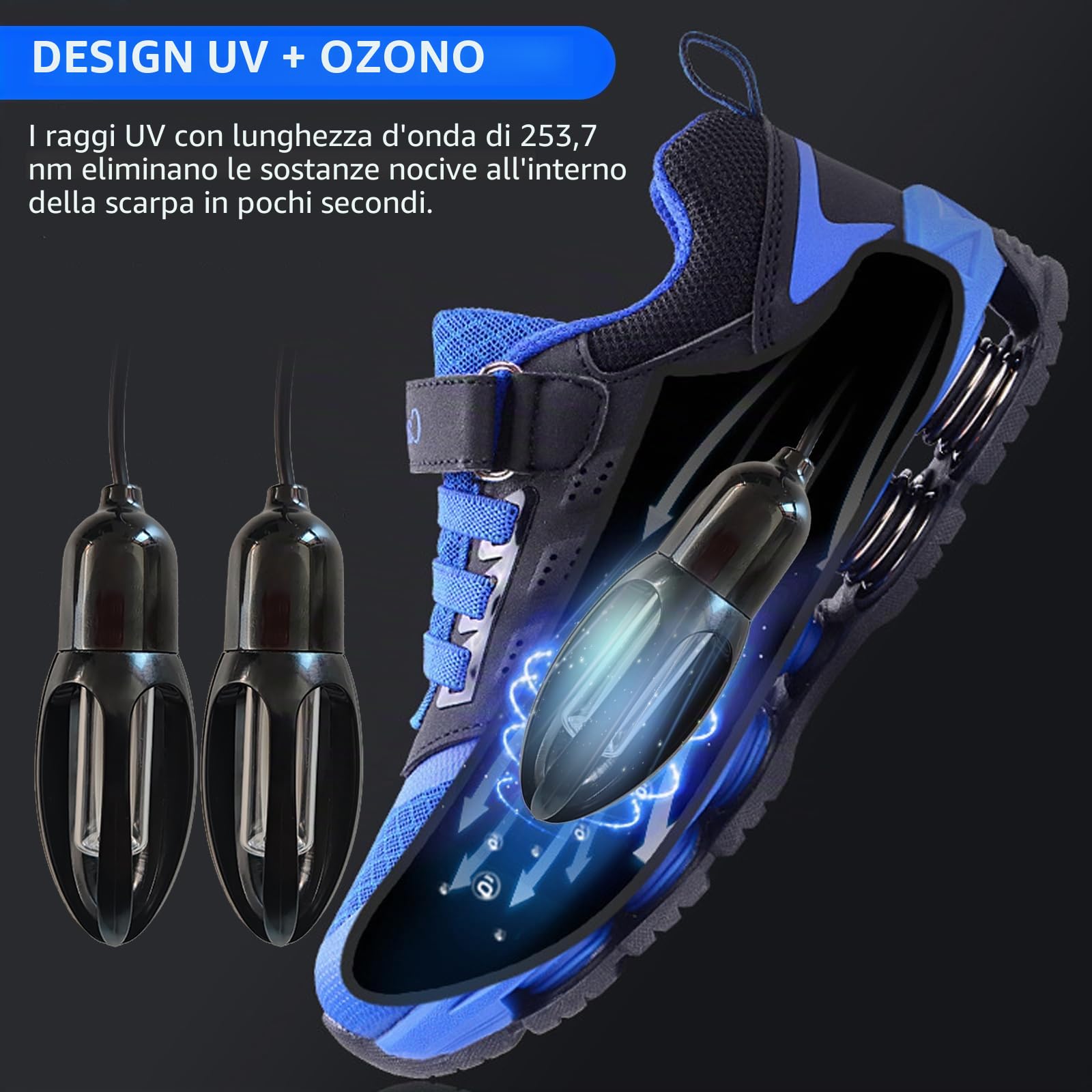 Deodorante UV Per Scarpe Da 10 W, Luce Elettrica Germicida UV Per Piedi, Disinfettante Per Scarpe E Stivali, Design Pieghevole Per Guanti Per Cappelli E Scarpe Argento