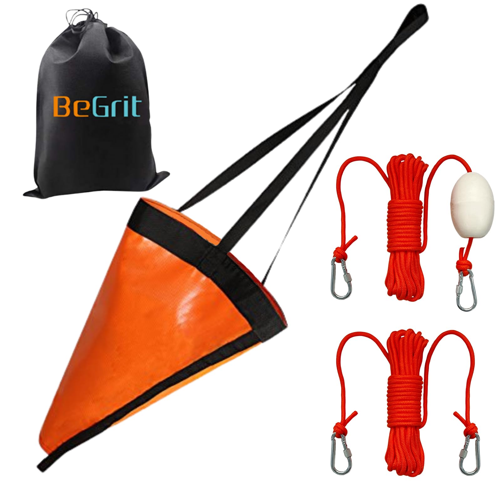 BeGrit Drift Anchor 24”Drift Sock for Boat Kayak Sea Anchor Drogue Fishing Boat Trolling Sock Sea Brake System Drift Boat Control For Lake River Ocean Anchoring or Trolling Bag