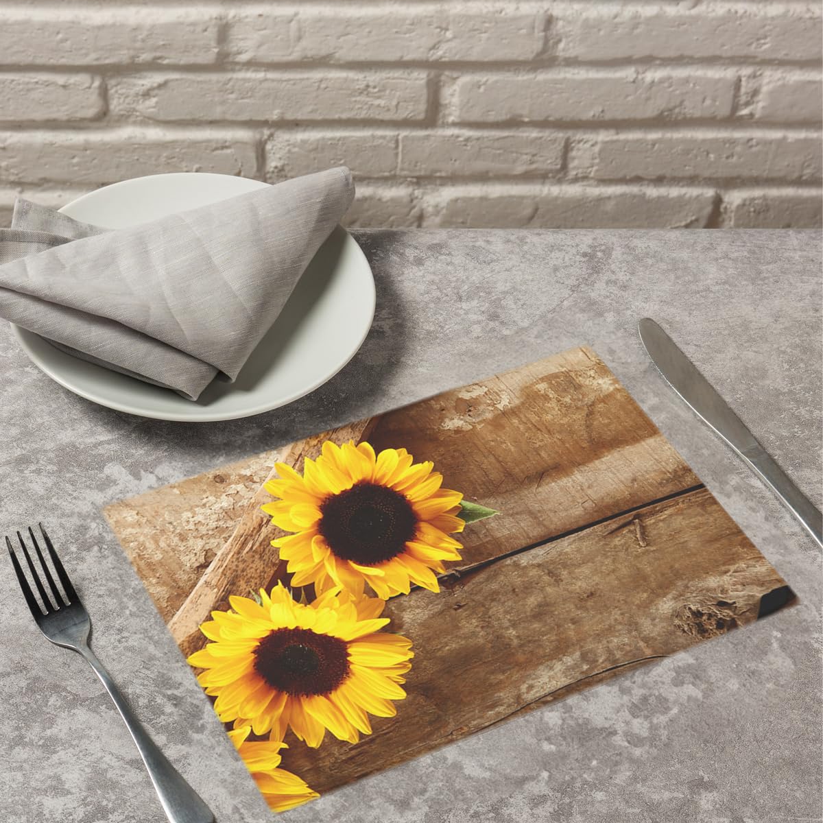 Matches21 Set Di 4 Tovagliette Americanine In Plastica Effetto Legno Grigio - 43.5x28.5 Cm - Lavabili E Resistenti