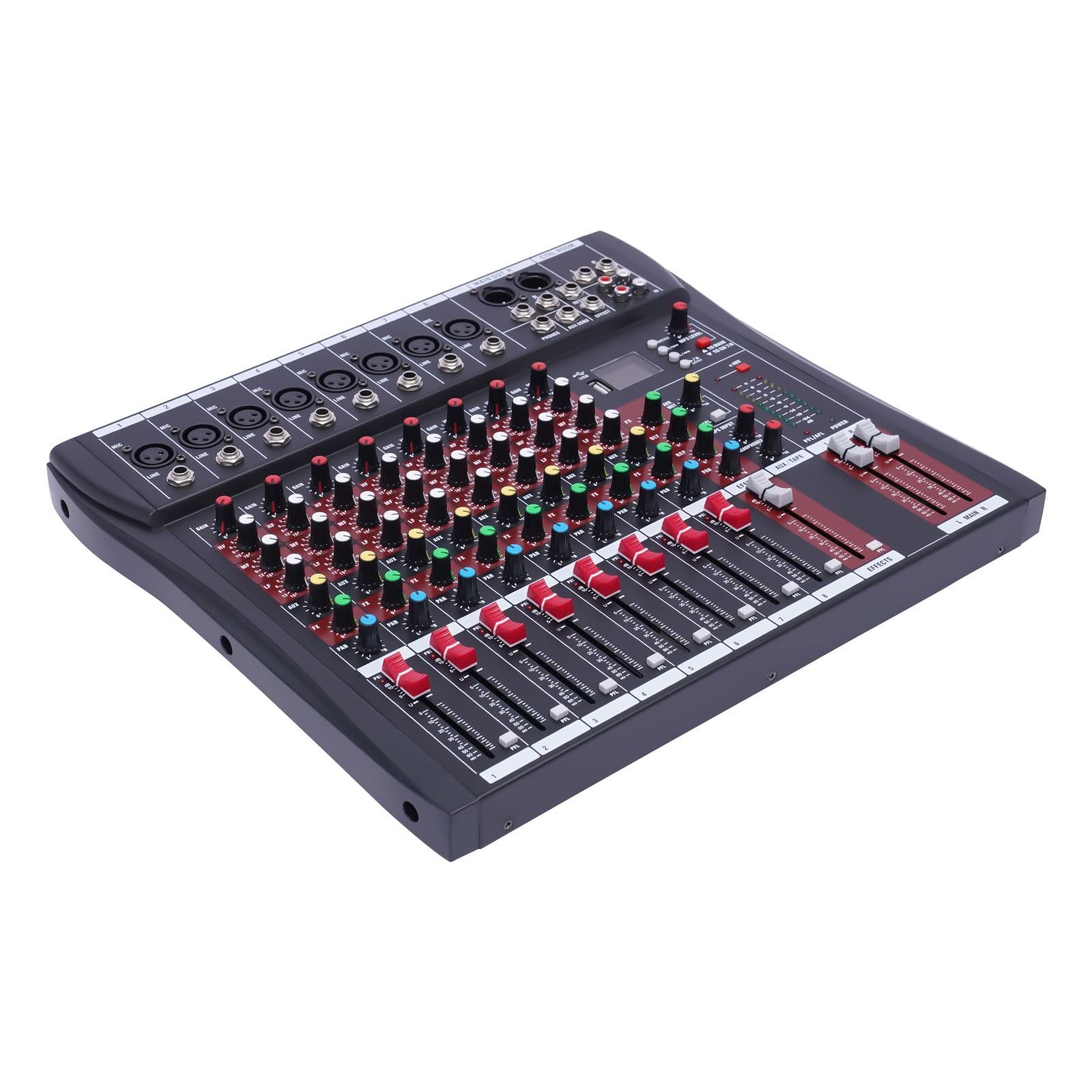 Mixer audio portatile professionale a 8 canali con USB Bluetooth Dj Sound Console Soundboard per karaoke Ktv Party 48V