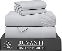 Vista 18 de RUVANTI 4 piezas de sábanas de algodón - 100% algodón natural suave, ligero y transpirable, sábanas de percal crujiente, juego de sábanas Botanica