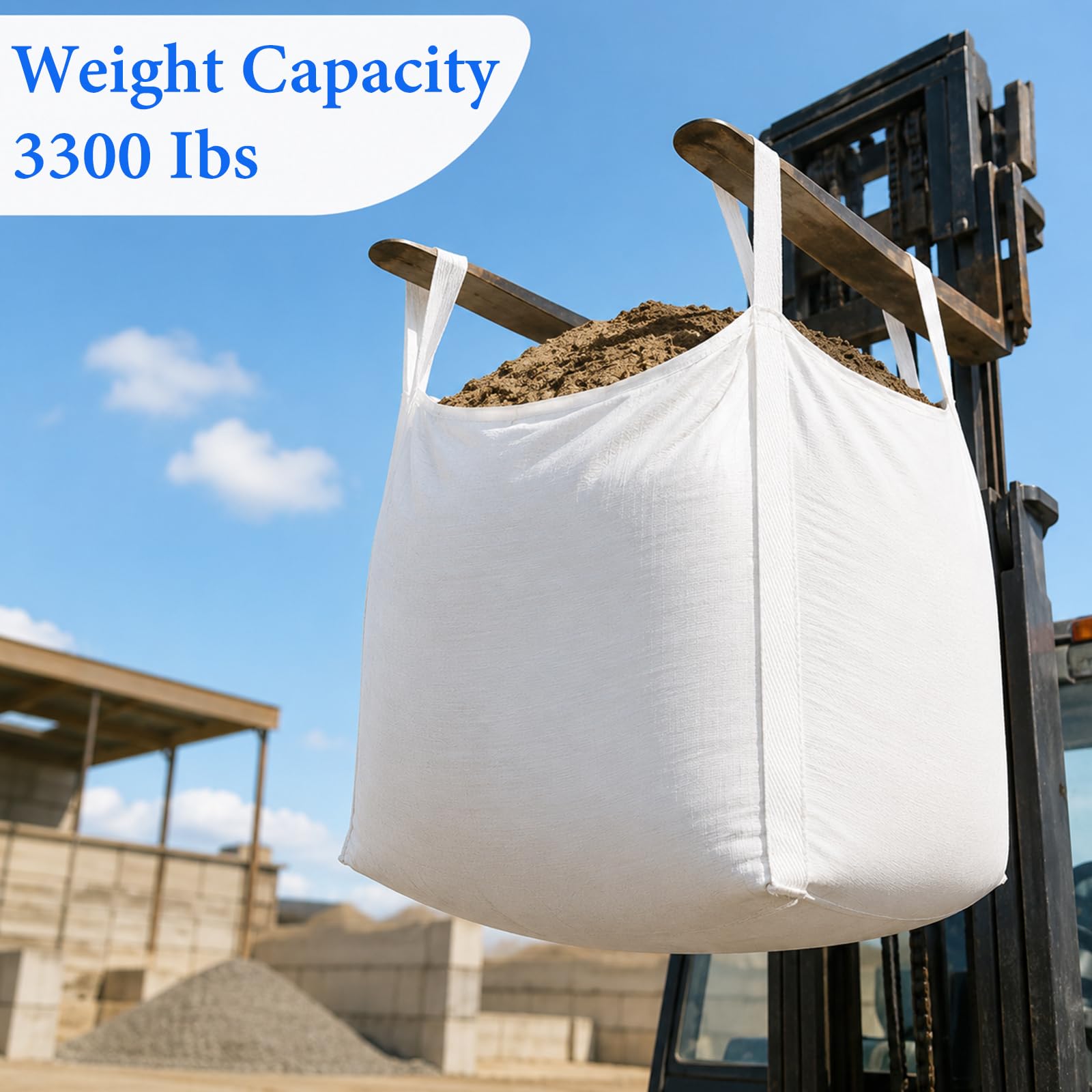 DAJAVE Big Bag - Sacchi per rifiuti da costruzione, 90 x 90 x 110 cm, 1.500 kg (90 x 90 x 90 cm) | Big Bag - Sacco per legno, rifiuti da giardino, sabbia, 1.500 kg, con 4 passanti per il trasporto