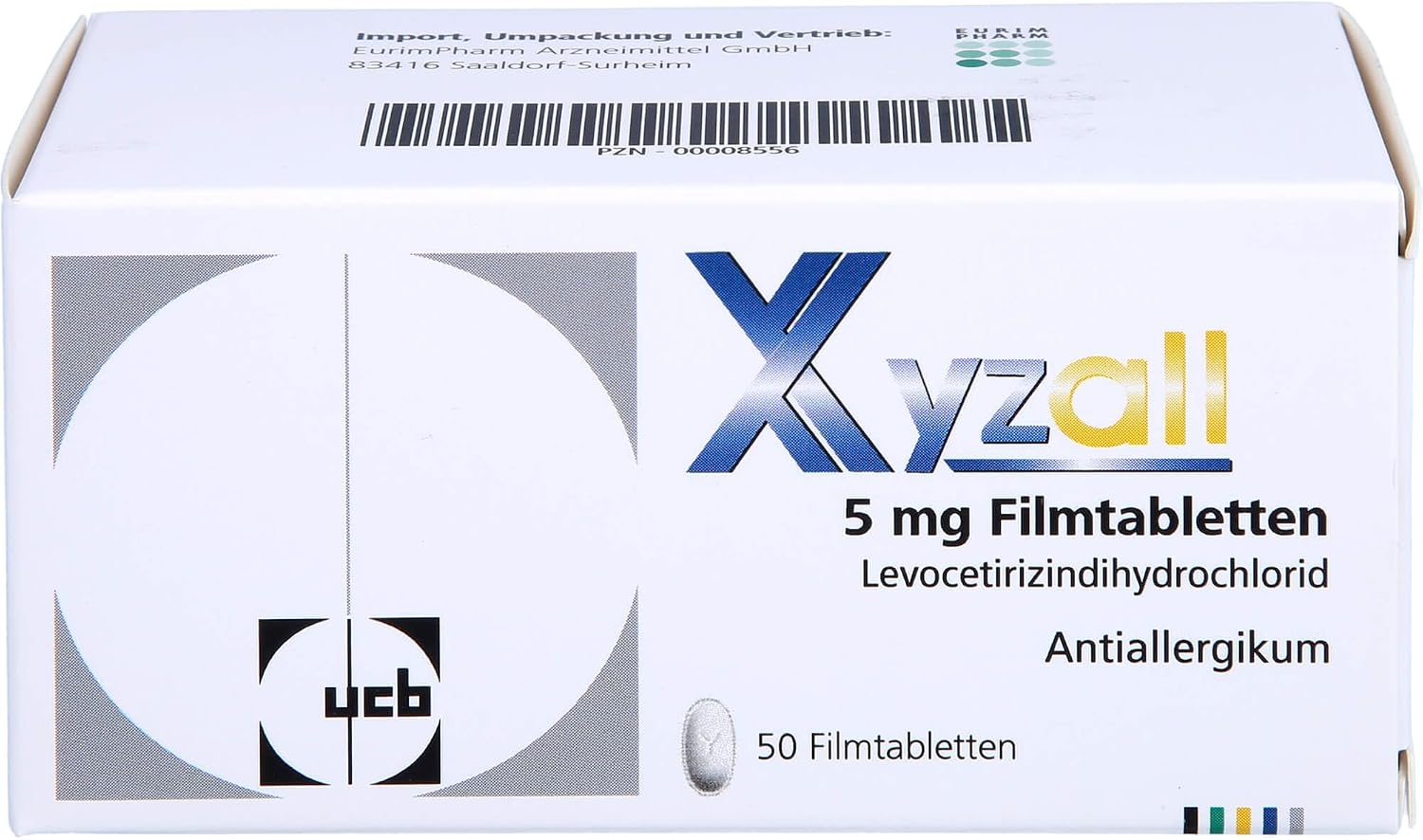 Xyzall 5 mg Eurim Film-Coated Tablets for Allergies Pack of 50 Tablets