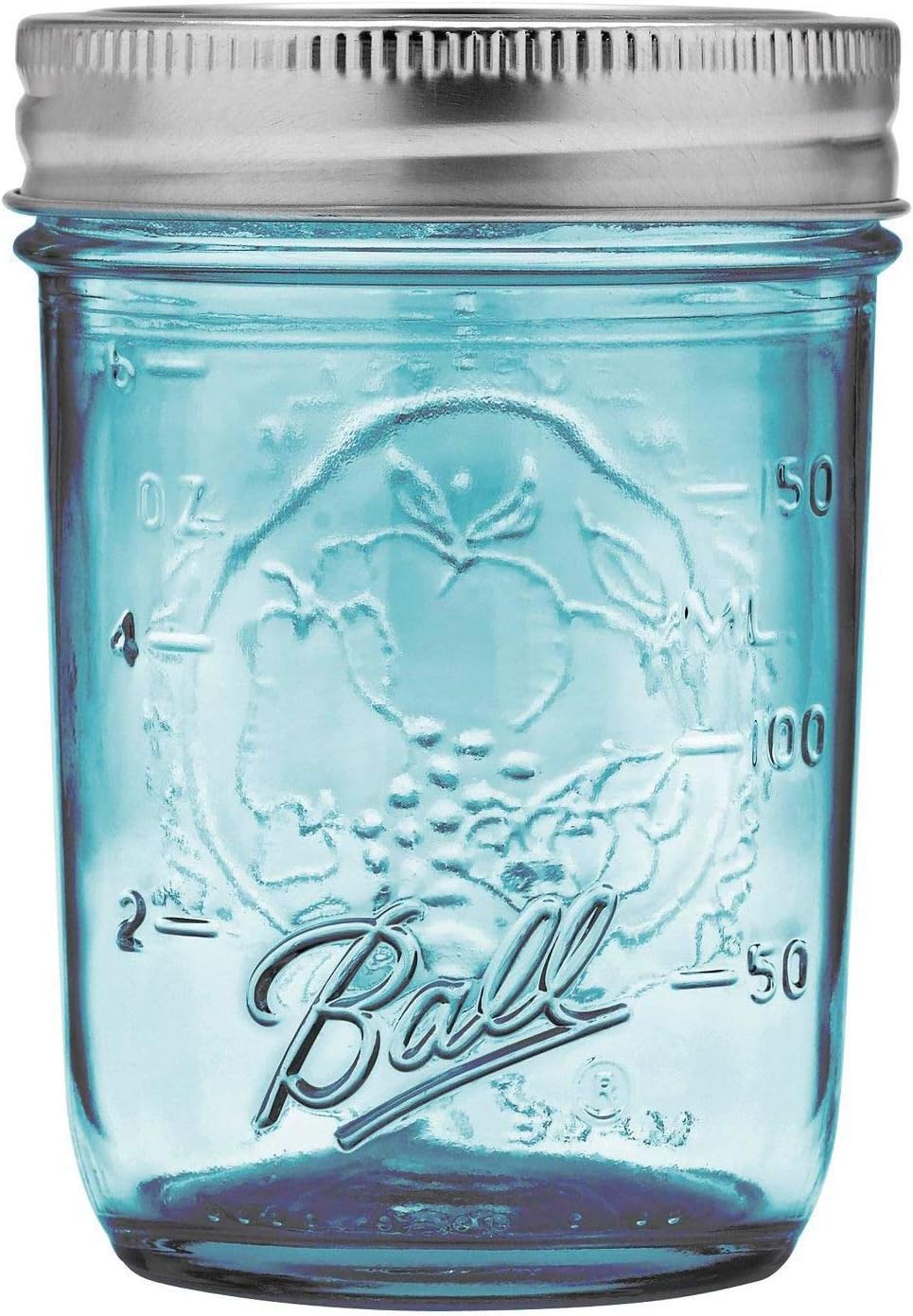 Ball Regular Mouth Elite Collection Half Pint Mason Jars with Lids and Bands, 8-Ounces, Blue (4-Pack)