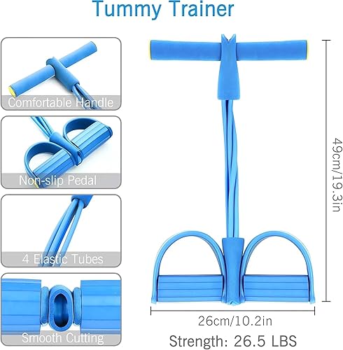 Miniatura 6 de 21 bandas de resistencia de fitness, 4 tubos de pedal de tobillo  2023 nueva cuerda elástica para piernas sentadas bandas de ejercicio con asas,