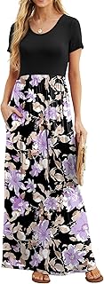 Women's Short Sleeve Maxi Dresses Casual Long Dresses with Pockets - Buy now
