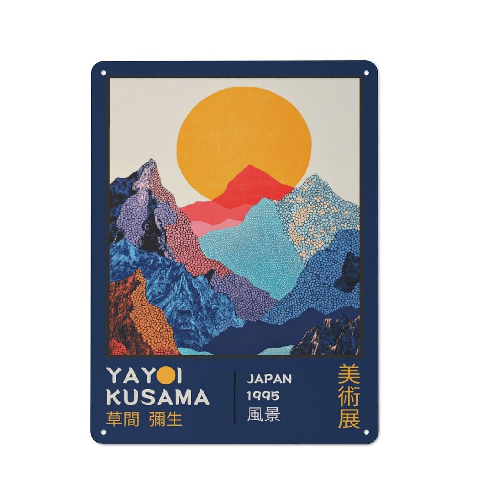 Junmoney Style-12 Yayoi Kusama Exhibition Poster Decorative Tin Sign 40X30cm, Country Country Wall Plaque For Dining Room, Cafe, Entryway Or Family Room