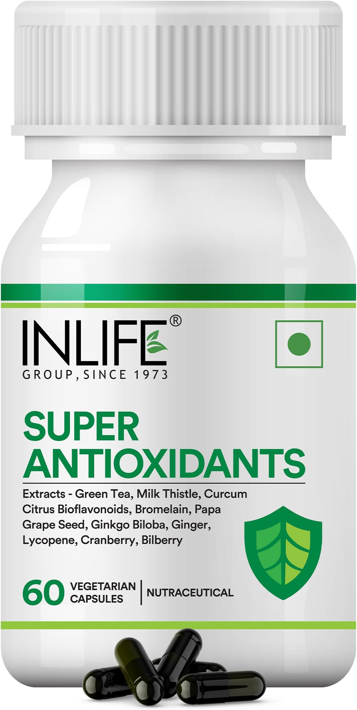 INLIFE Super Antioxidant Supplement, Lycopene Curcumin, 60 Veg Capsules