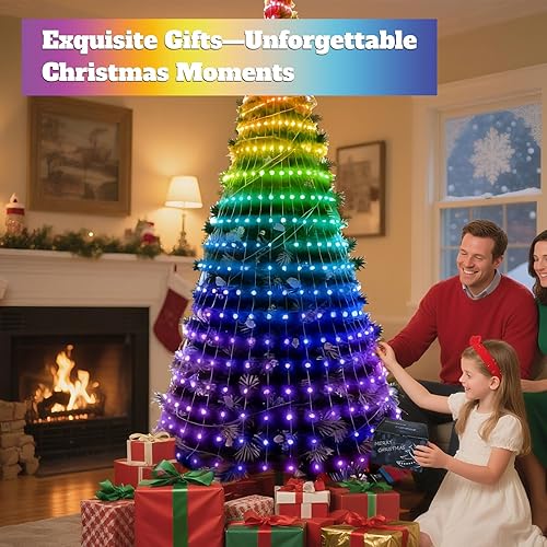 Miniatura 7 de Luces para árbol de Navidad 200 luces LED multicolor con más de 100 modos de luces inteligentes con aplicación, control remoto con sincronización