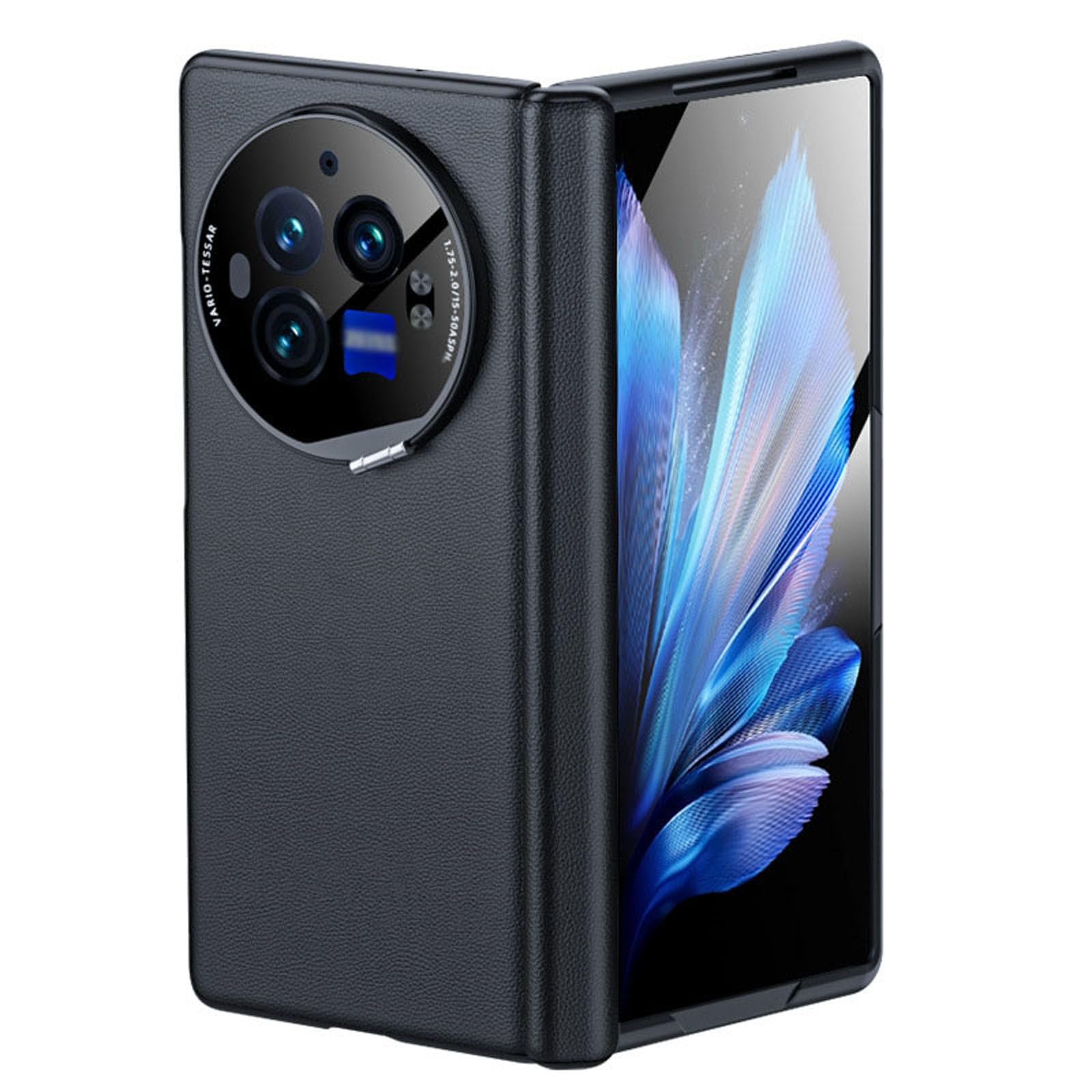 Case for Vivo X Fold 3/3 Pro, Real Leather Case with Screen Protector Kickstand Camera Protection All-Inclusive Shockproof Case (forXFold3Pro,Black)