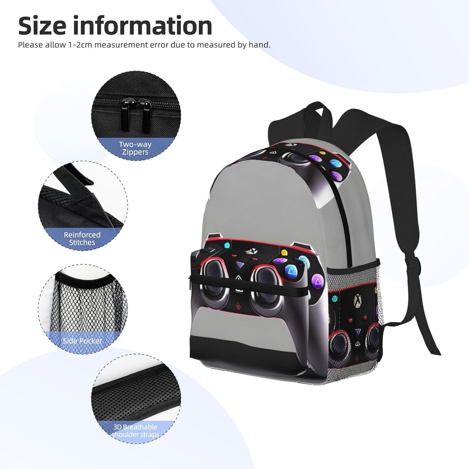 Lightweight Laptop Backpack,Casual Daypack Travel Backpack Bookbag Work Bag for Men and Women-Game Controller image 3