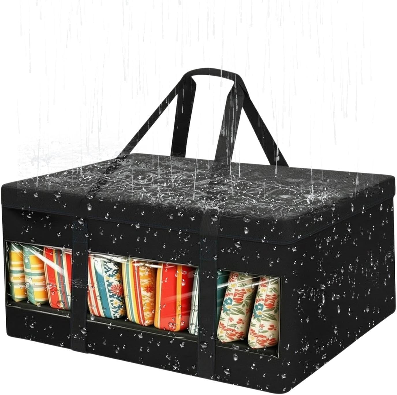 Outdoor Cushion Storage Bag, Waterproof Zipper Pack With Handle, Clear