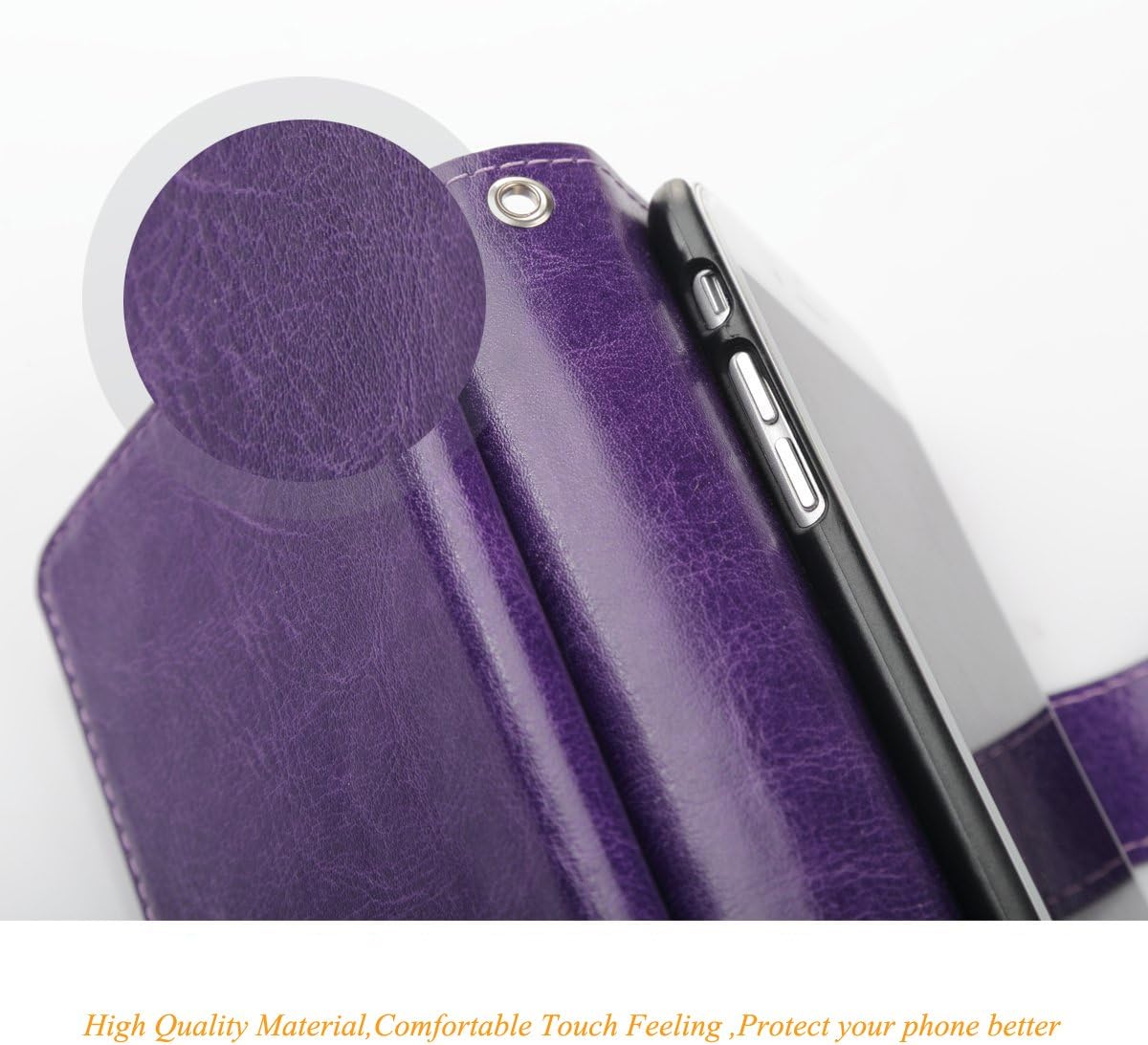 iPhone 6/6S Case, iPhone 6 Wallet Case, BENTOBEN Folio Flip Wallet Faux Leather Cover Credit Card Slots Cash Holder Wristlet Protective Case for iPhone 6/6S (4.7 inch), Purple