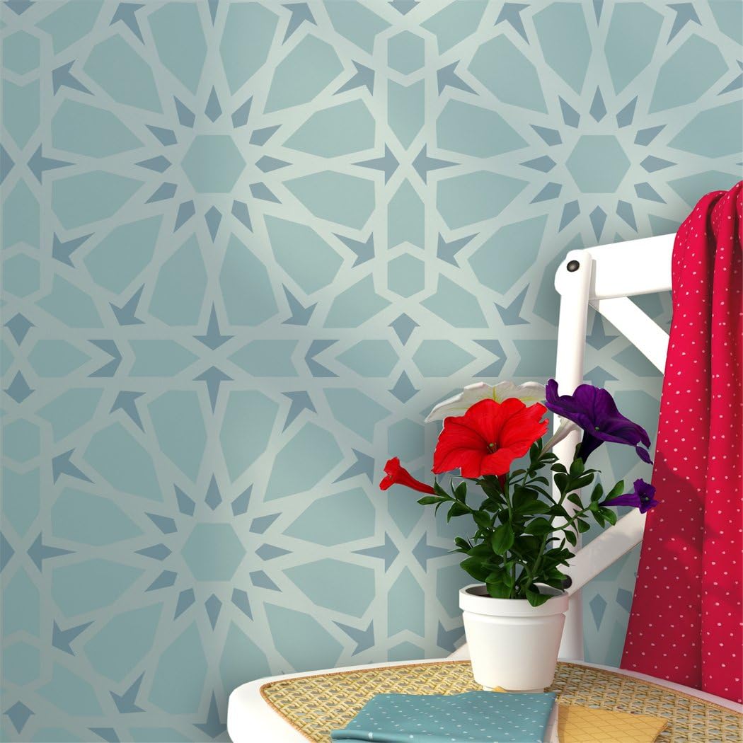 J BOUTIQUE STENCILS Zelij Moroccan Wall Stencils Reusable Template for DIY Decor Wall Interiors