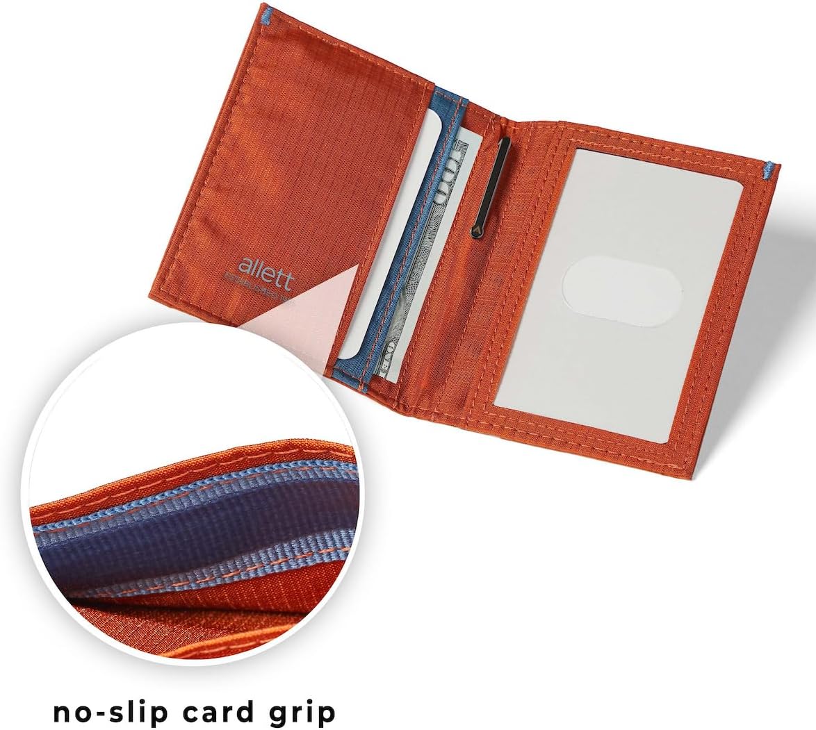 Allett Hybrid Card Wallet, Potters Clay | Nylon, RFID Blocking, Vertical Layout | Minimalist, Bifold, Card Holder, Water Resistant, Thin, Front Pocket | Holds 3-10+ Cards, Cash - Image 3