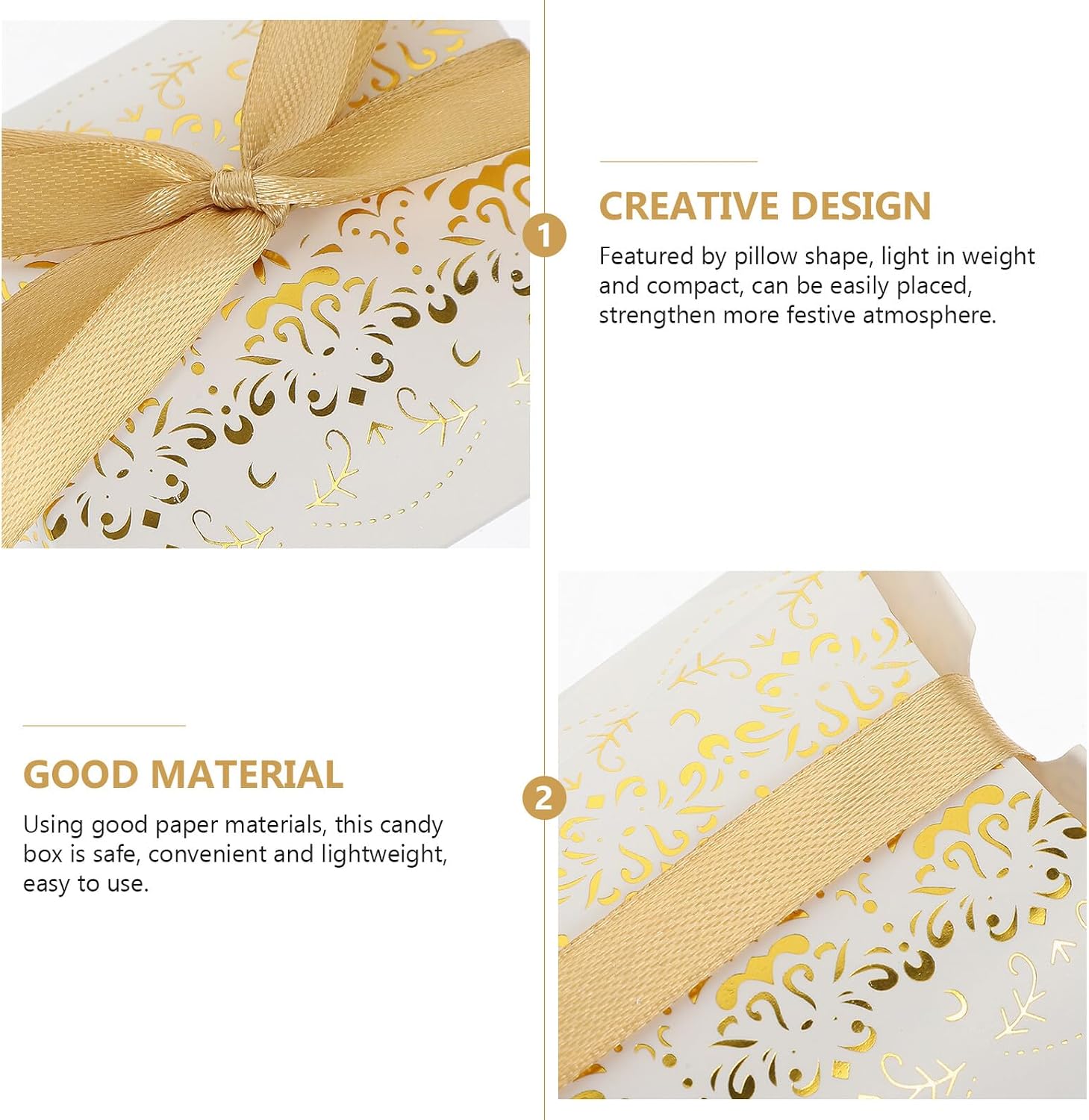 Yardwe Paper Pillow Box Christmas Candy Box with Ribbons Small Gift Boxes for Wedding Birthday Holiday Party Favors Candy Packaging Containers for Chocolates and Treats image 3