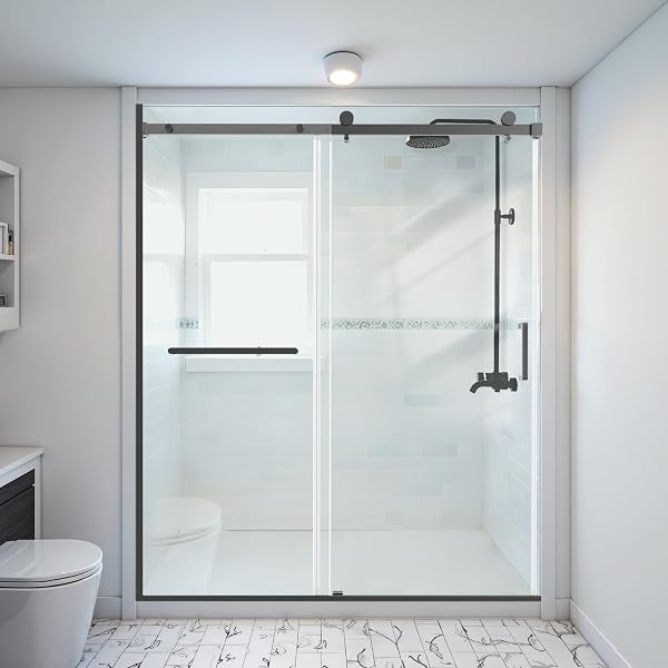 56–60 in. W × 58–76 in. H Frameless & Semi-Frameless Sliding Shower Door, Double/Single Sliding Glass Bathroom Door