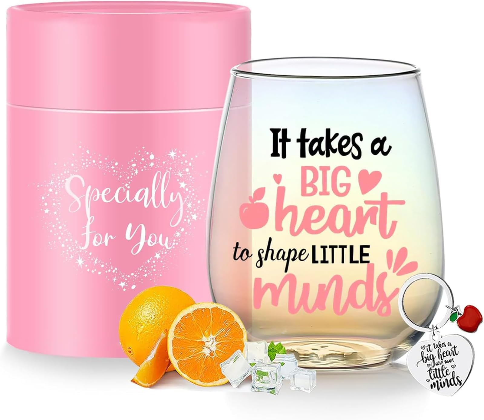 Yalucky Teacher Gifts for Women Stemless Wine Glasses Thank You Gift Personalised Graduation Birthday Leaving Retirement Appreciation Christmas Cool Cute Funny Gifts for Teachers her Best Wine Glass