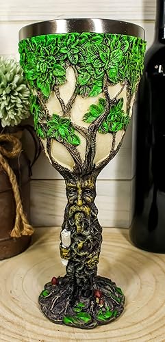 Miniatura 8 de Ebros Gift Mitos y leyendas Forest Spirit Greenman Ent Deidad con árbol de la vida escultórico copa de vino copa de cáliz 6 onzas