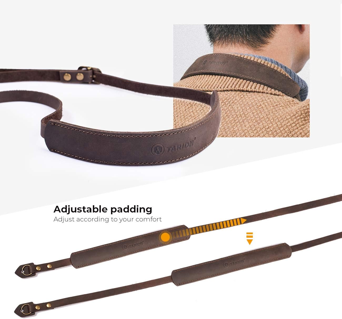 Buy 1 get 1 🔥 TARION Camera Strap Genuine Leather DSLR Neck Strap Belt Film Camera Shoulder Strap Long Adjustable SLR Mirrorless Camera Strap Vintage Brown L1