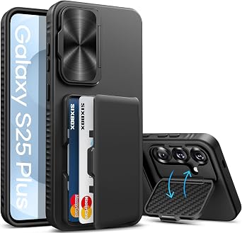 for Samsung Galaxy S25+ Plus Case Wallet, Built-in Stand & Card Holder & Camera Cover, Full Body Protective Rugged Multifunctional Wallet Kickstand Phone Cover Case for S25+ Plus 2025, Black