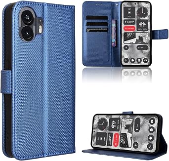 Compatible with Nothing Phone 2 Leather Case Cover,PU Leather flip Cover Compatible with Nothing Phone 2 Case Cover Blue