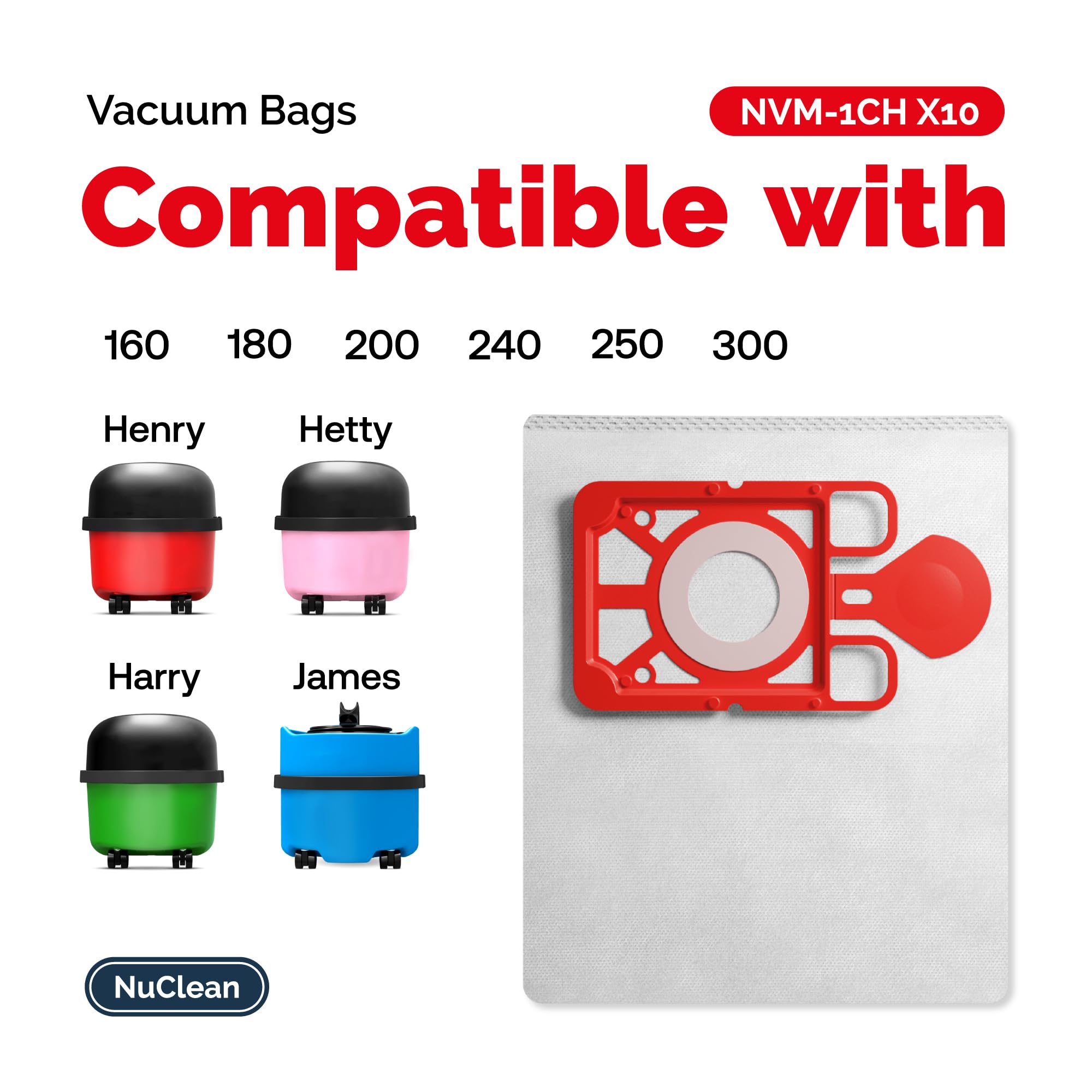Replacement for Henry Hoover Bags - Compatible with Henry, Hetty, NVM-1CH Vacuum Bag (10 Bags & 10 Freshners) - 2