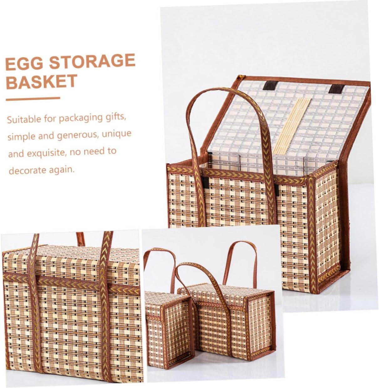Bamboo Fruit Basket with Handle, Woven Storage Xmas image 3