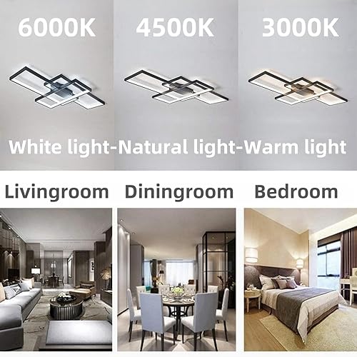 Miniatura 4 de Moderna lámpara LED de techo de 65 W, regulable con control remoto, lámpara de techo empotrada negra, lámpara de techo empotrada, iluminación de