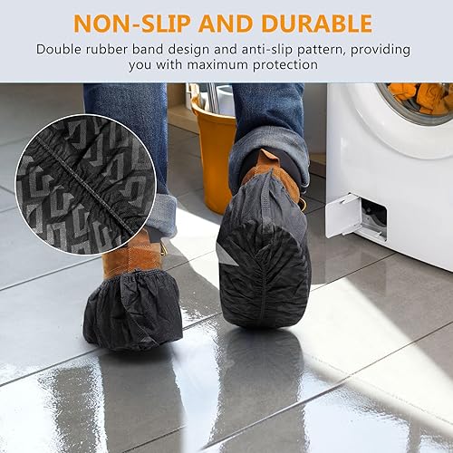 Miniatura 5 de squish Fundas para zapatos, desechables, antideslizantes, paquete de 100 (50 pares), gruesas extra desechables, fundas protectoras antideslizantes